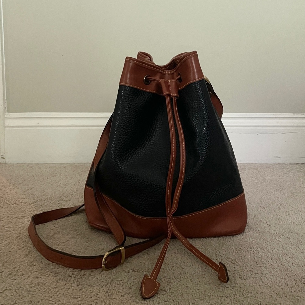 Navy Blue & Brown Bucket bag